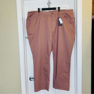 Avenue Denim Luxe Sateen Straight Leg Jeans Plus Size 32 Dusty Rose Color
